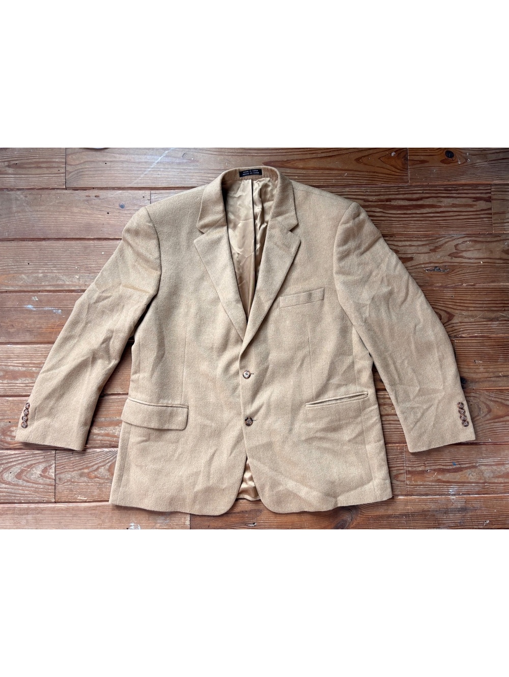 Stafford Executive Men’s 48R 100% Camel Hair Blazer Tan Two Button Sport Coat